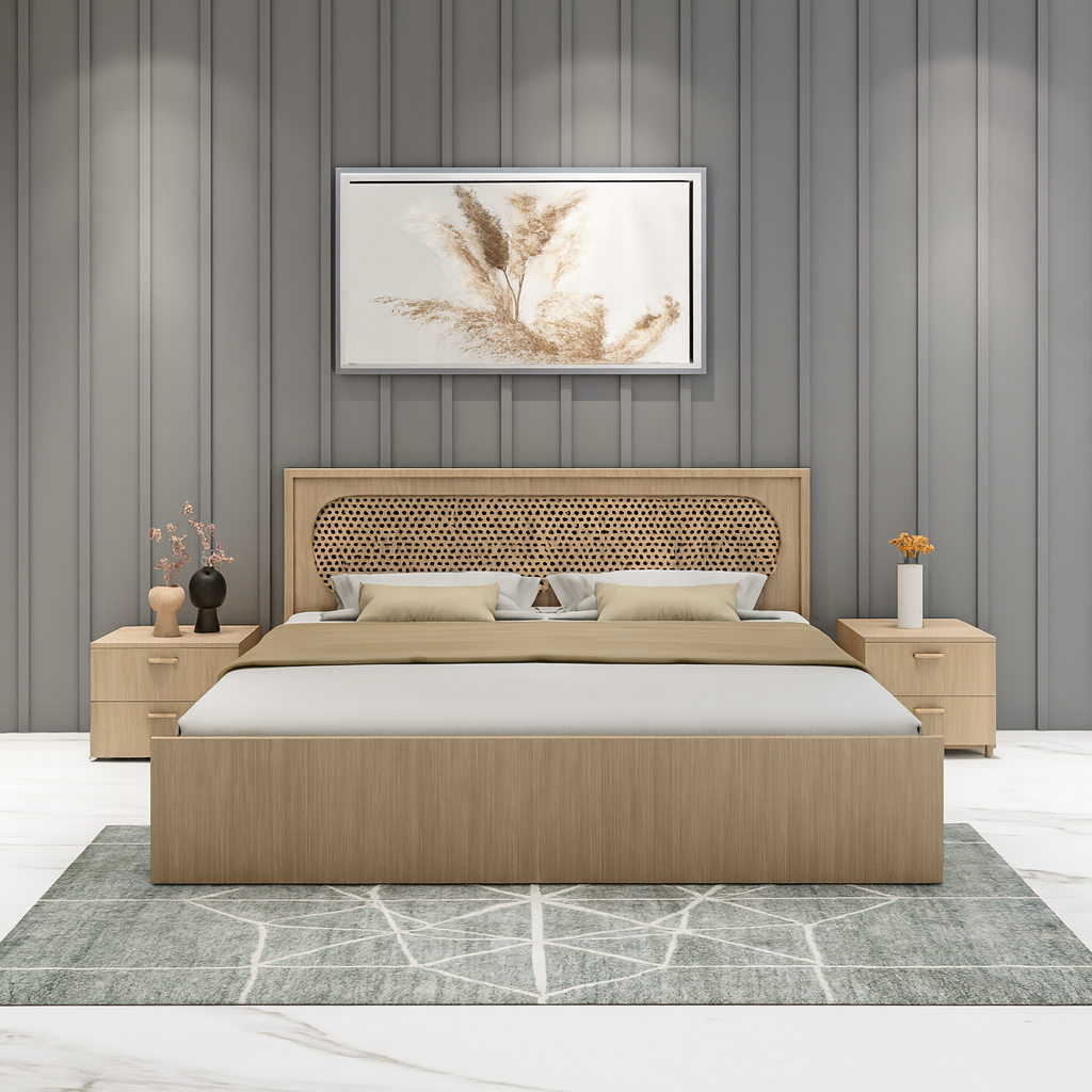 Cane Harmony Bed with Side Table