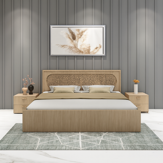 Cane Harmony Bed with Side Table