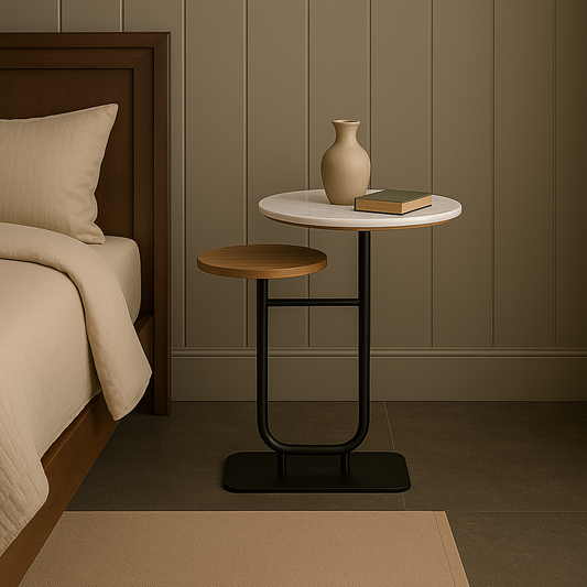 Duetto Marble & Wood Accent Table Collection