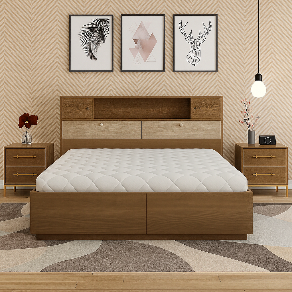 Axton Wooden Storage Bed with Side Table Collection