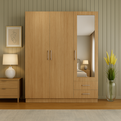 Aurelia 3-Door Wardrobe with Dressing Mirror & Drawers
