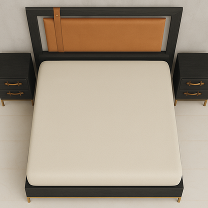 Axton Leather-Strap Solid Wood Bed with Side Tables Collection