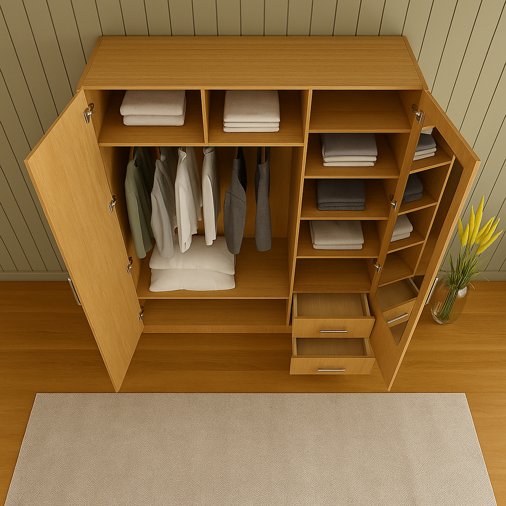 Aurelia 3-Door Wardrobe with Dressing Mirror & Drawers