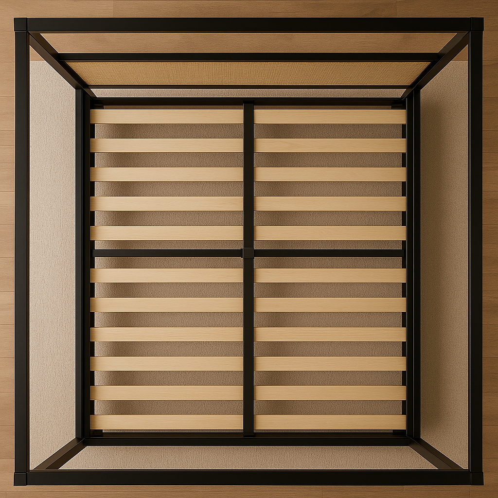 Minimalist Canopy Bed – Black Metal Frame