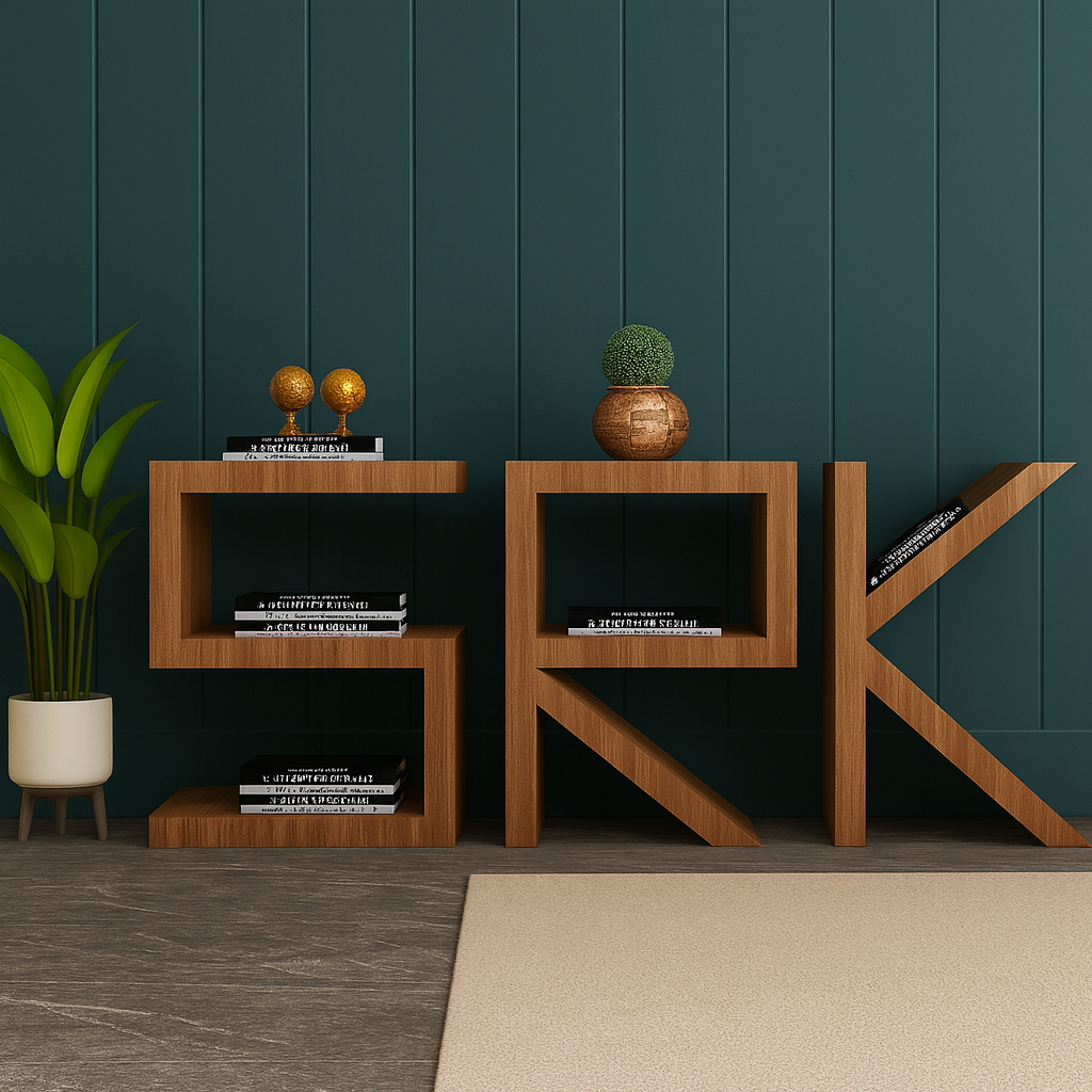SRK Wooden Console Shelf – Modern Letter Design