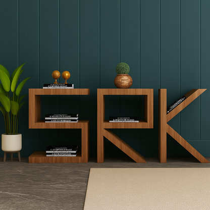 SRK Wooden Console Shelf – Modern Letter Design