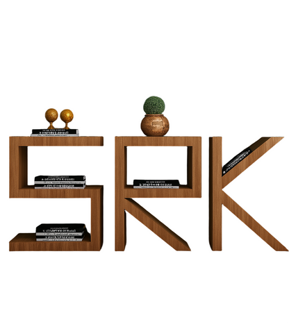 SRK Wooden Console Shelf – Modern Letter Design