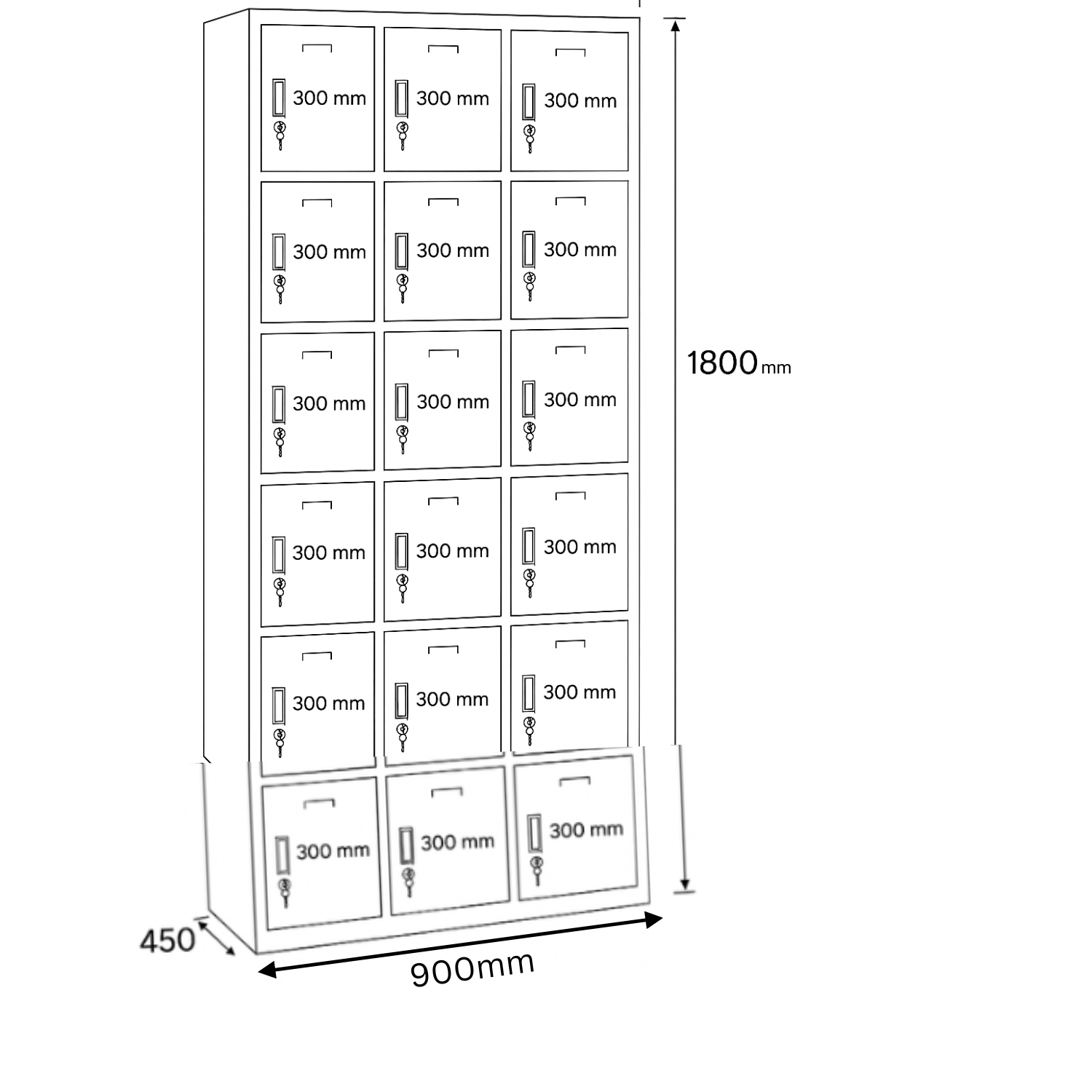 Industrial 18-Door Locker Cabinet | Heavy-Duty Steel Storage | SRK Steel Furniture