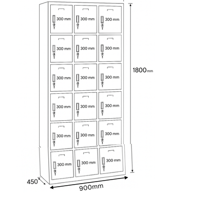 Industrial 18-Door Locker Cabinet | Heavy-Duty Steel Storage | SRK Steel Furniture