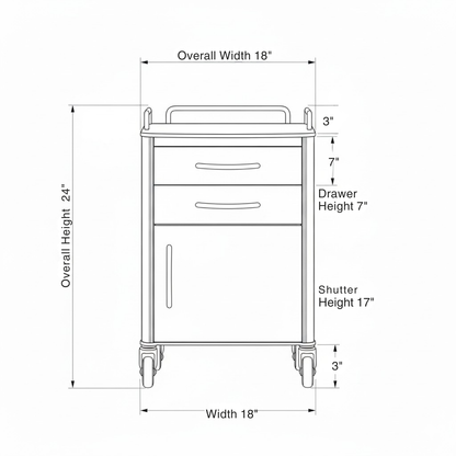 Hospital Bedside Cabinet with Wheels | Medical Storage Trolley | SRK Modular Furniture