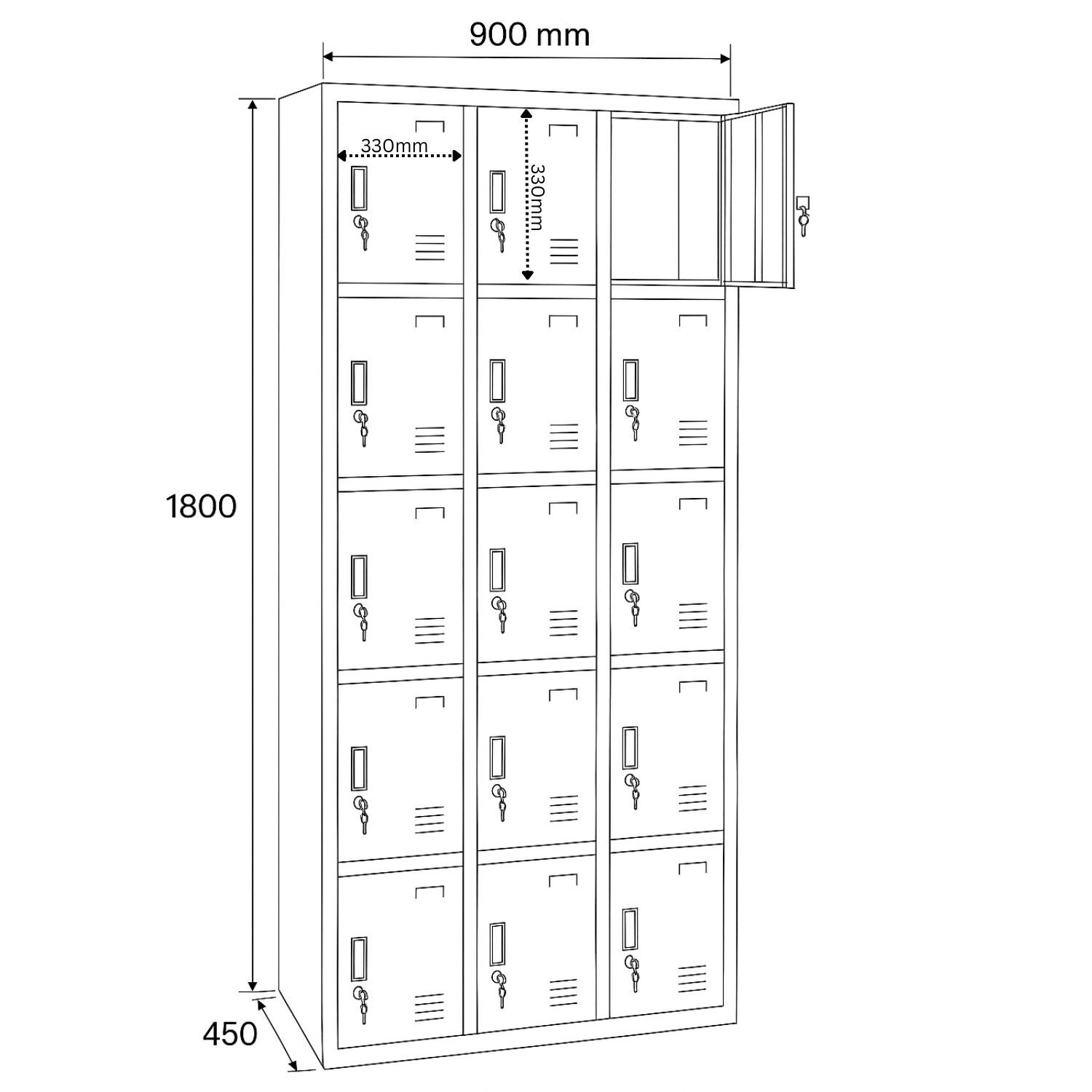 12-Door Steel Locker Cabinet | Industrial Storage Unit | SRK Modular Furniture