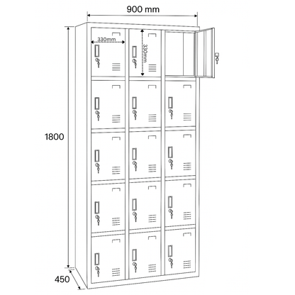 12-Door Steel Locker Cabinet | Industrial Storage Unit | SRK Modular Furniture