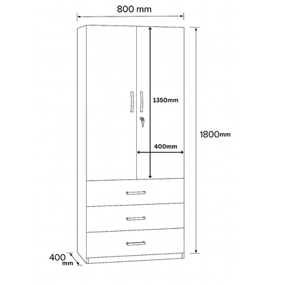 Oaklyn Compact Wooden Wardrobe with Drawers | Walnut Finish | SRK Modular Furniture