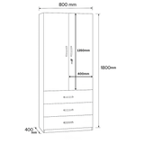 Oaklyn Compact Wooden Wardrobe with Drawers | Walnut Finish | SRK Modular Furniture