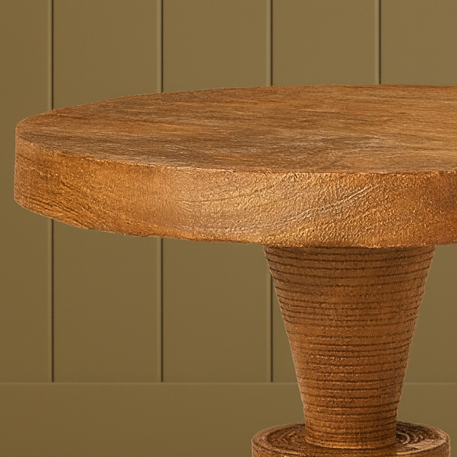 Rustika Solid Wood Pedestal Side Table