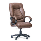 Leather & Brown Mid Back Revolving Chair