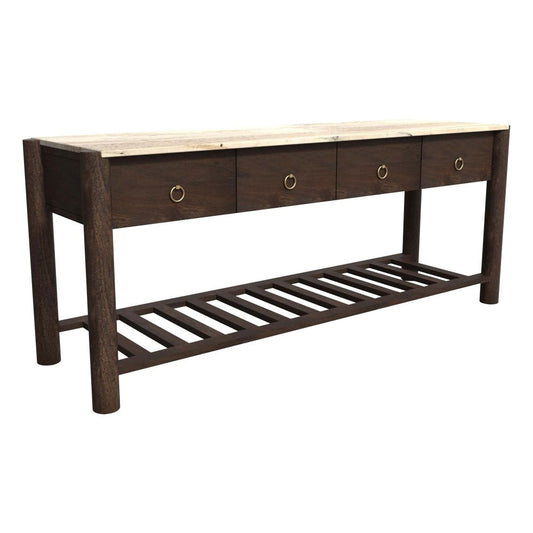 Marble Veneer Wooden Console Table Sofa Table Drawers Cabinets For Living Room