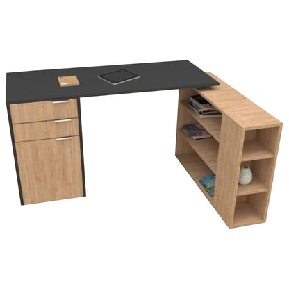 Engineered Wood Study Computer table Home Office Modern Study Table Engineered Wood, Walnut Frosty White color with 3 drawer Stroage