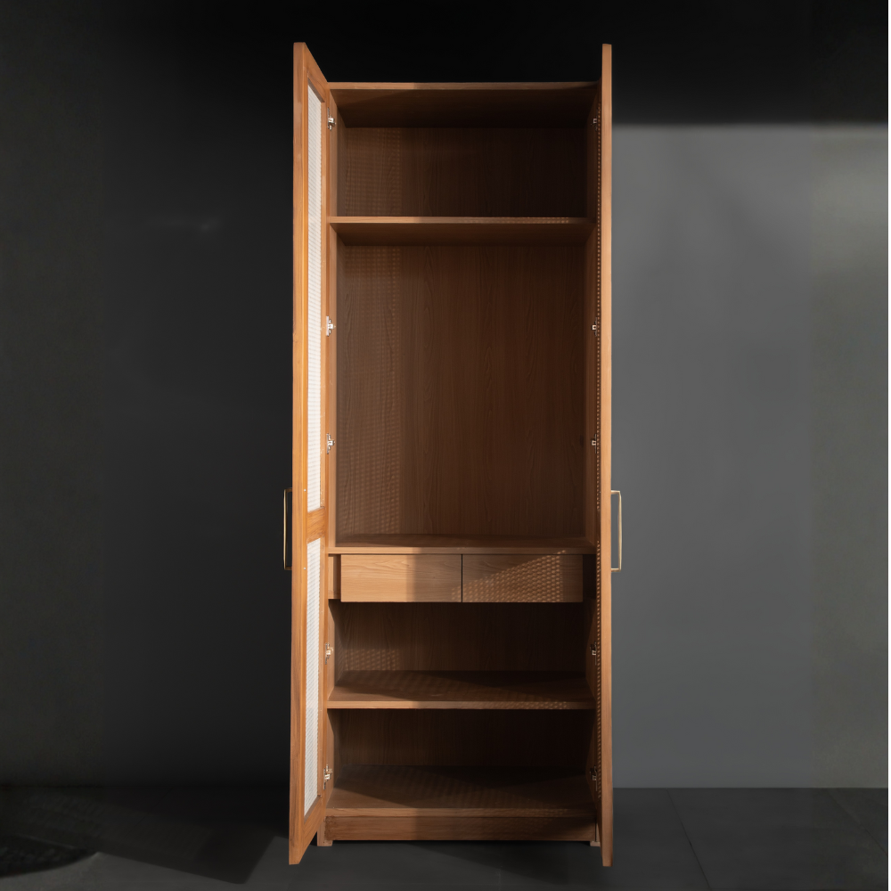 Solid Wood Tall Storage Cabinet with Glass Doors – SRK Modular Furniture Co.