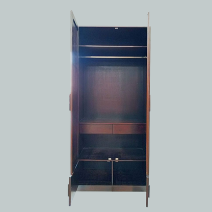 Walnut Finish Rattan Door With Storage Cabinet Standard Length