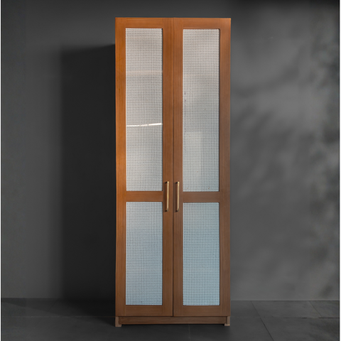 Solid Wood Tall Storage Cabinet with Glass Doors – SRK Modular Furniture Co.
