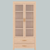 Glass Door Wooden Almirah Storage Cabinet
