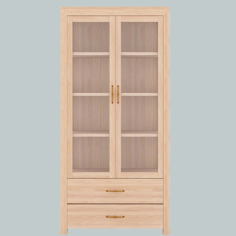 Glass Door Wooden Almirah Storage Cabinet