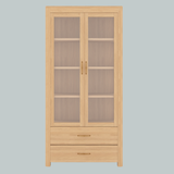 Glass Door Wooden Almirah Storage Cabinet