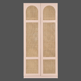 Modern Wood Wardrobe with Natural Rattan Door Panels