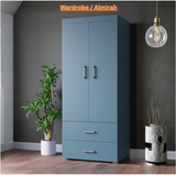 Oaklyn Compact Wooden Wardrobe with Drawers | Walnut Finish | SRK Modular Furniture