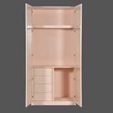 Modern Wood Wardrobe with Natural Rattan Door Panels