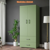 Oaklyn Compact Wooden Wardrobe with Drawers | Walnut Finish | SRK Modular Furniture