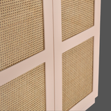 Modern Wood Wardrobe with Natural Rattan Door Panels