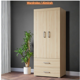 Oaklyn Compact Wooden Wardrobe with Drawers | Walnut Finish | SRK Modular Furniture