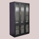 Elegant Fluted Glass Storage Cabinet with Matching Console Tables