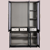 Elegant Fluted Glass Storage Cabinet with Matching Console Tables