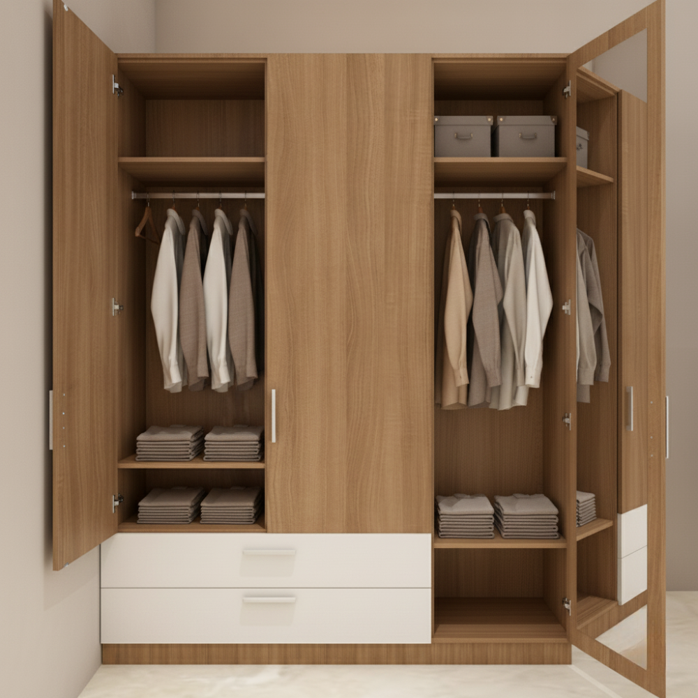Elegant Wooden Wardrobe – Spacious & Stylish Storage Solution for Your Home