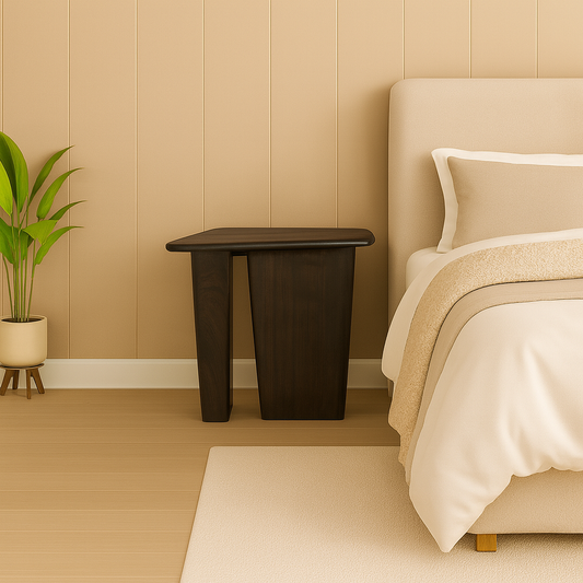 Asymmetrical Triangular Wooden Side Table Collection