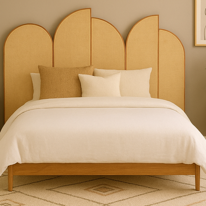 Rattan Arched Panel Wooden Bed