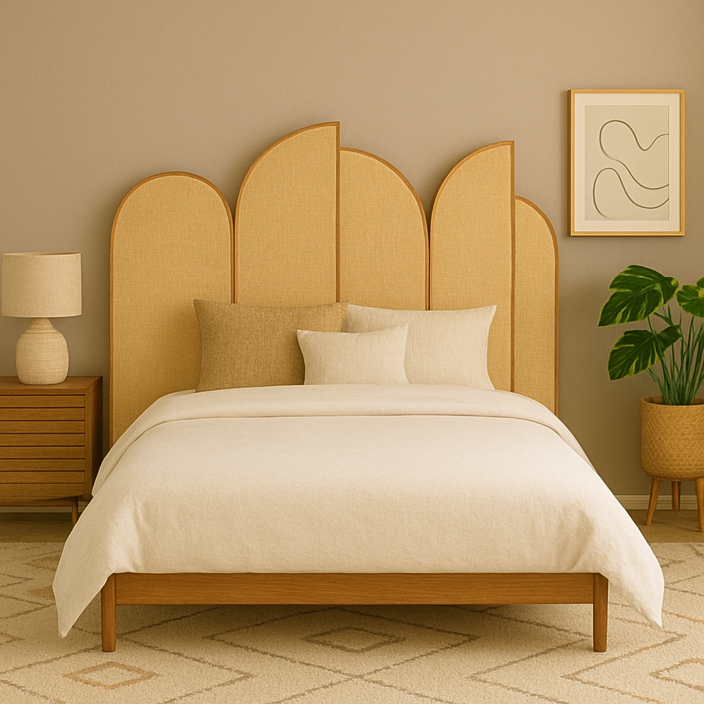 Rattan Arched Panel Wooden Bed