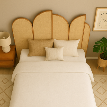 Rattan Arched Panel Wooden Bed