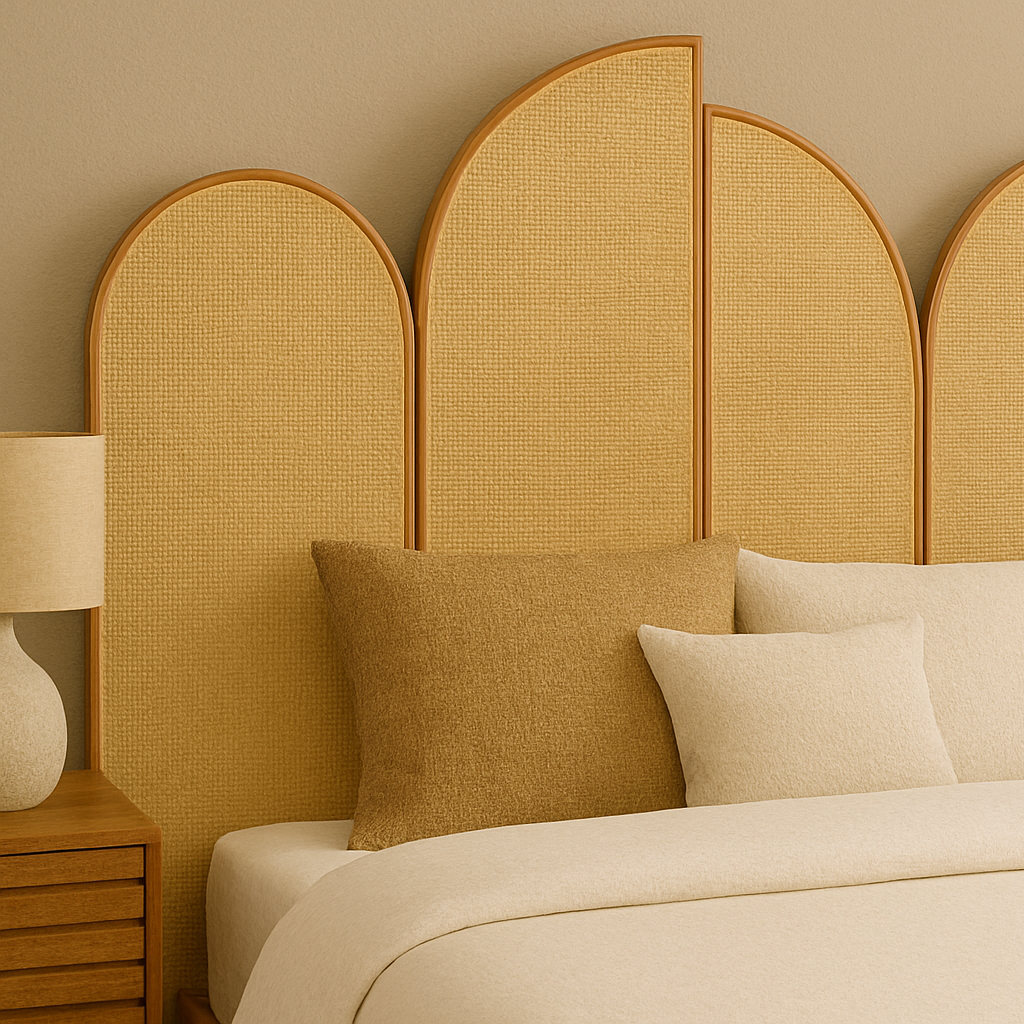 Rattan Arched Panel Wooden Bed