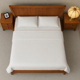 Eterna Solid Teak Wood Slatted Bed with Side Table Collection