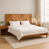 Aurelia Geometric Solid Teak Bed with Side Table Collection