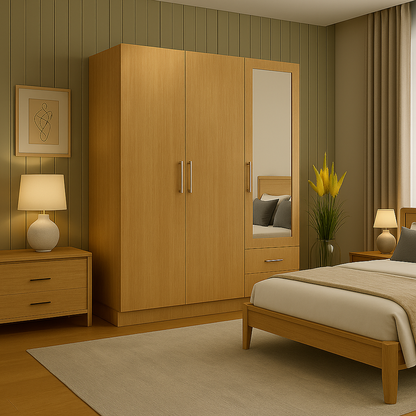 Aurelia 3-Door Wardrobe with Dressing Mirror & Drawers