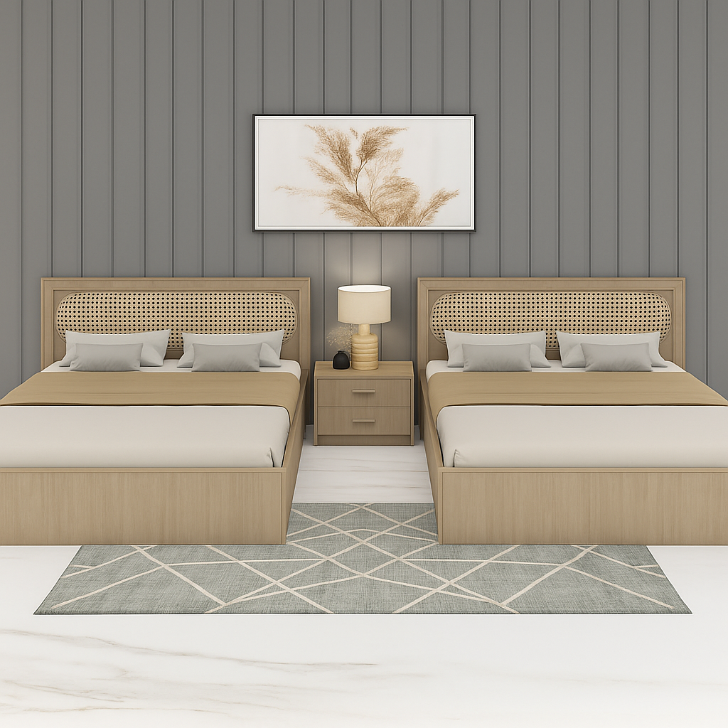 Cane Harmony Bed with Side Table