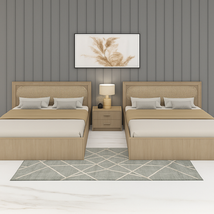 Cane Harmony Bed with Side Table