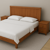 Eterna Solid Teak Wood Slatted Bed with Side Table Collection