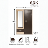 2-Door Metal Almirah with Mirror | Dual-Tone Brown & Beige Steel Locker | SRK Modular Furniture