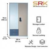 Industrial Metal Storage Locker | 2-Door Steel Almirah with Drawers | SRK Modular Furniture